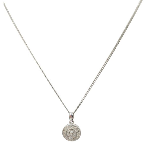 AVON SAQ Crystal Silver Tone Dainty Pendant Necklace Classic Preppy Minimalist - Picture 2 of 8